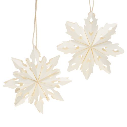 Snowflake Paper Decorations for Hanging, White, 10cm, 4 Pieces