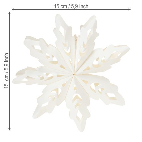Product Snowflake Christmas decorations made of paper, white, 15cm, 4 pieces
