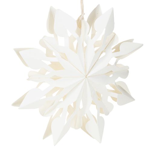 Product Snowflake Christmas decorations made of paper, white, 15cm, 4 pieces