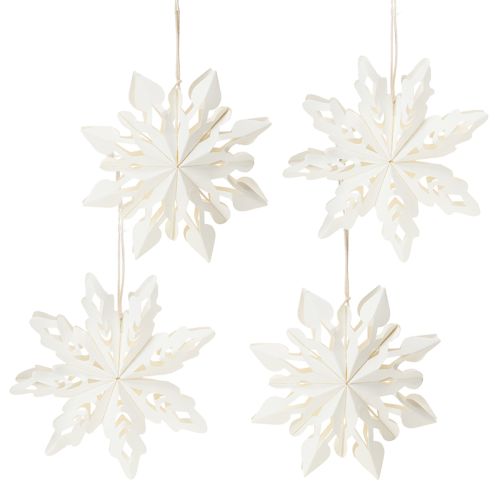 Product Snowflake Christmas decorations made of paper, white, 15cm, 4 pieces