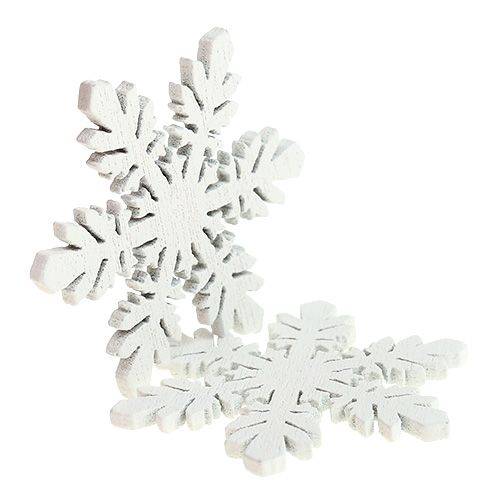 Product Wooden snowflakes white Ø3.7cm 48pcs