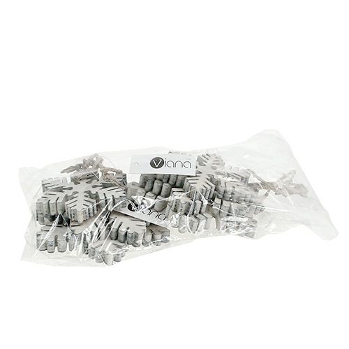 Floristik24 Wooden snowflakes white-grey sort. 7-12cm 6pcs