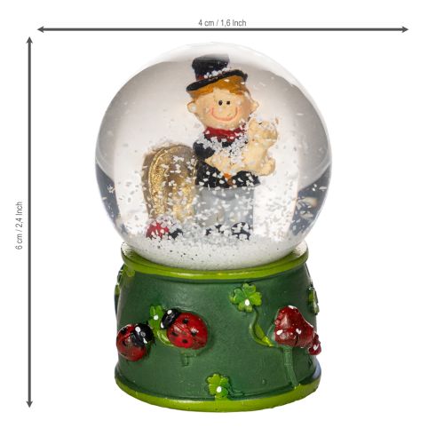 Lucky charm snow globe with chimney sweep figure, 4cm, 3 pieces | Floristik24.co.uk