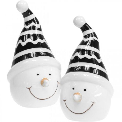 Floristik24 Snowman figure deco ceramic black white 12.5cm 3pcs