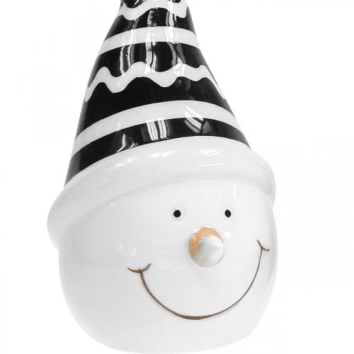 Product Snowman figure deco ceramic black white 12.5cm 3pcs