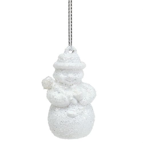 Product Christmas Tree Decoration Snowman White with glitter 4,5cm 12pcs