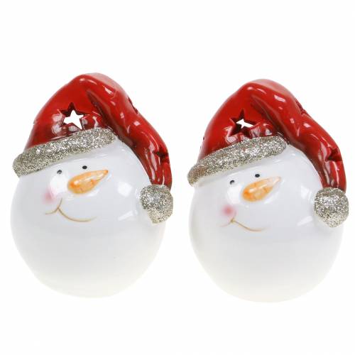 Snowman with LED light 10.5cm 2pcs