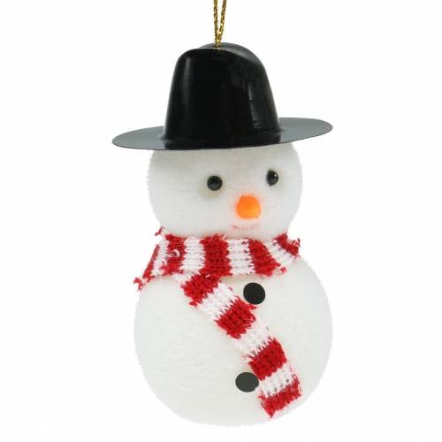 Christmas tree decoration snowman with hat for hanging H8cm 12pcs