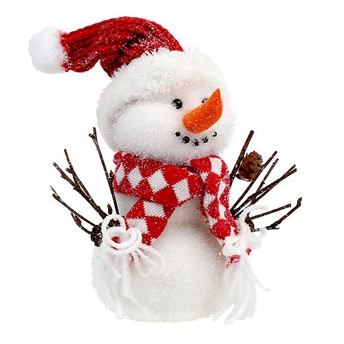 Floristik24 Snowman white-red flocked 24cm