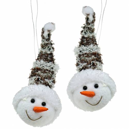 Floristik24 Hanging decoration Snowman's head 9cm x 6cm 6pcs