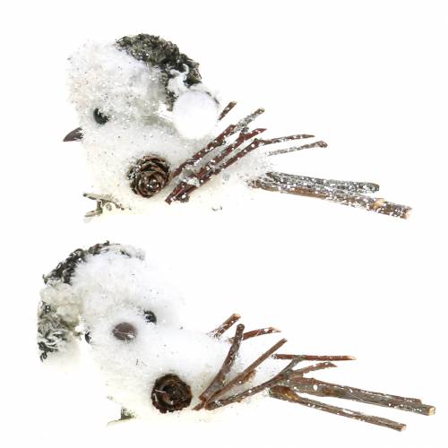 Floristik24 Snow bird on clip 8cm x 6.5cm 6 pcs
