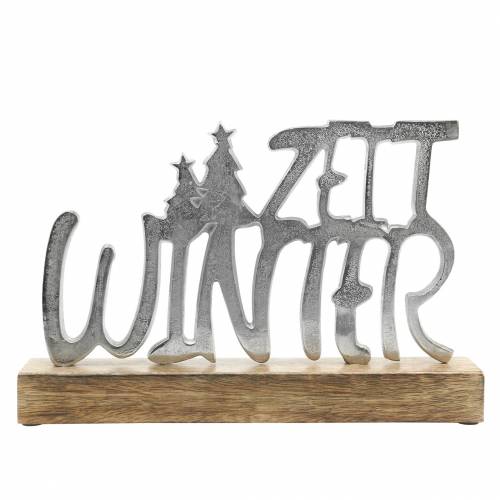 Floristik24 &quot;Winter time&quot; table decoration, metal, mango wood, silver 33 × 22cm