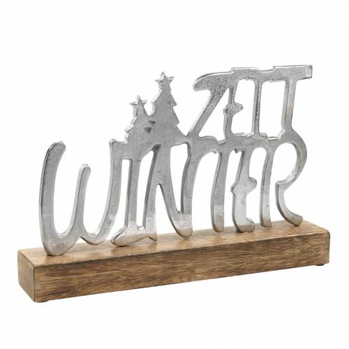 Floristik24 &quot;Winter time&quot; table decoration, metal, mango wood, silver 33 × 22cm