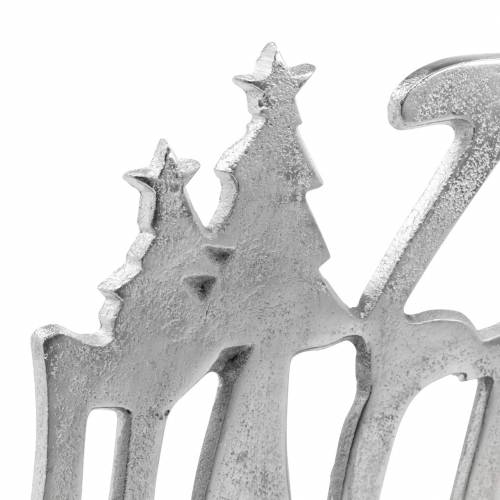 Floristik24 &quot;Winter time&quot; table decoration, metal, mango wood, silver 33 × 22cm