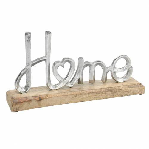 Floristik24 Table decoration "Home" on a wooden base Mango, natural metal, silver 32 × 17 × 7cm
