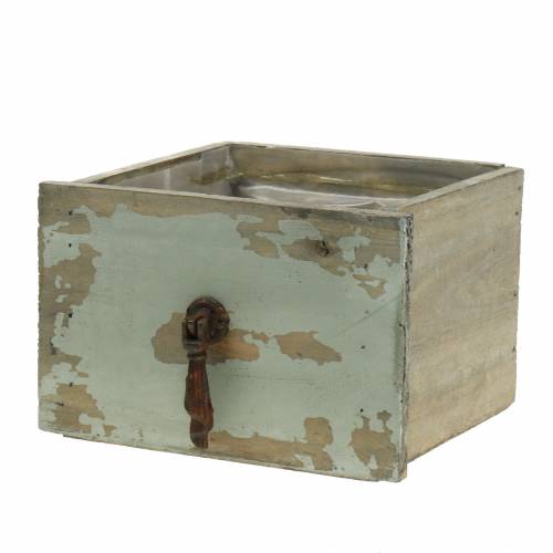 Floristik24 Planter wooden drawer antique gray 16cm x 14cm