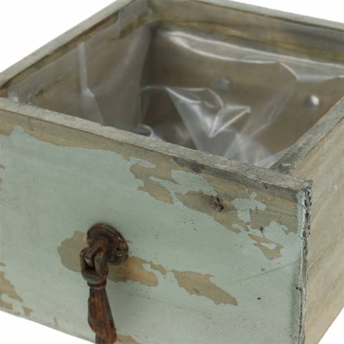 Floristik24 Planter wooden drawer antique gray 16cm x 14cm