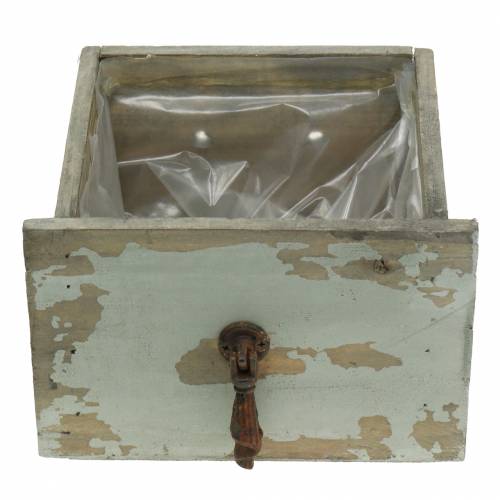 Floristik24 Planter wooden drawer antique gray 16cm x 14cm