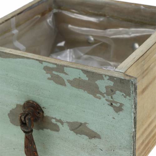 Floristik24 Planter wooden drawer antique turquoise 16cm x 14cm