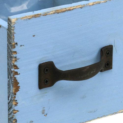 Floristik24 Plant box wooden drawer light blue shabby 12.5×12.5×10cm