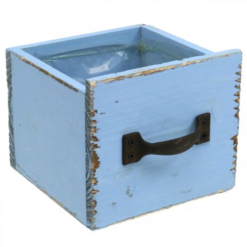 Product Plant box wooden drawer light blue shabby 12.5×12.5×10cm