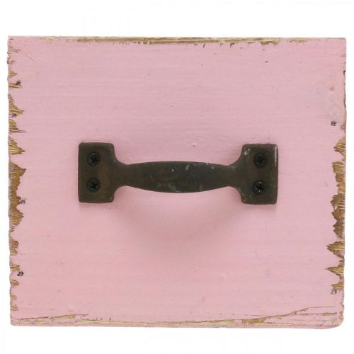 Floristik24 Decorative drawer for planting pink wood shabby chic 12.5×12.5×10cm