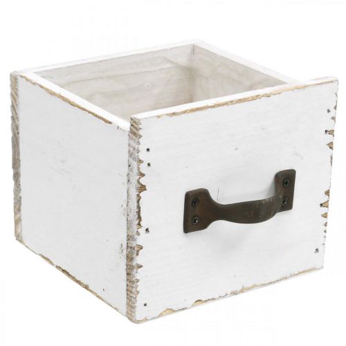 Plant drawer wood white shabby chic decoration 12.5×12.5×10cm