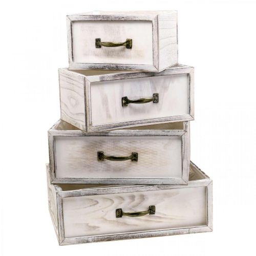 Floristik24 Planter wooden drawer cream vintage 40/35/30/25cm set of 4