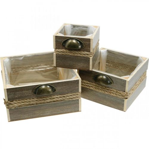 Floristik24 Plant box wooden drawer flower box 26/20/14cm set of 3