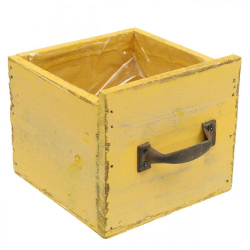 Floristik24 Decorative drawer vintage planter wood yellow 12.5×12.5×11cm