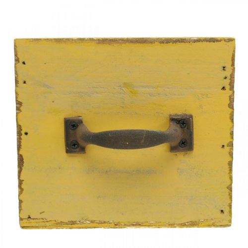 Floristik24 Decorative drawer vintage planter wood yellow 12.5×12.5×11cm