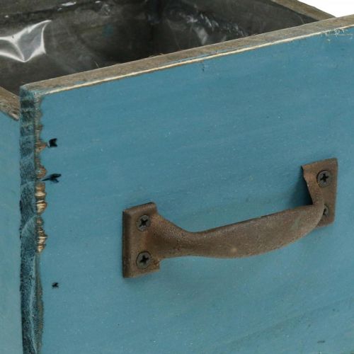 Floristik24 Plant drawer blue wood decoration shabby chic 12.5×12.5×11cm