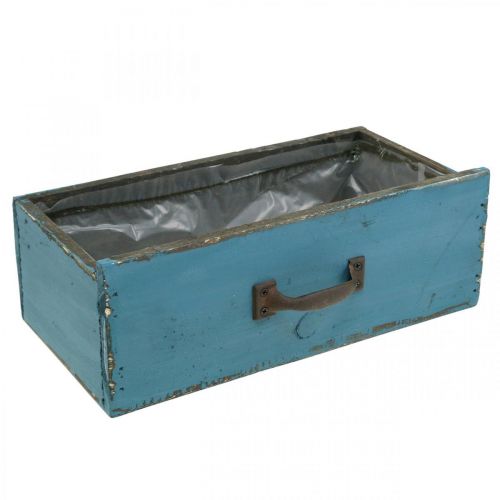 Floristik24 Plant box drawer wood shabby chic blue 25x13x9cm