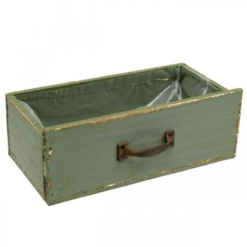 Floristik24 Planter decorative drawer wood shabby chic green 25x13x9cm