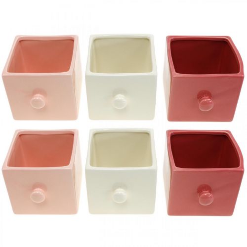 Floristik24 Plant drawer, decorative drawer, ceramic vessel, planter 6pcs