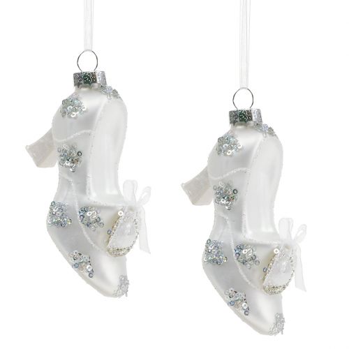 Floristik24 Pumps with beads for hanging white 10cm 2pcs