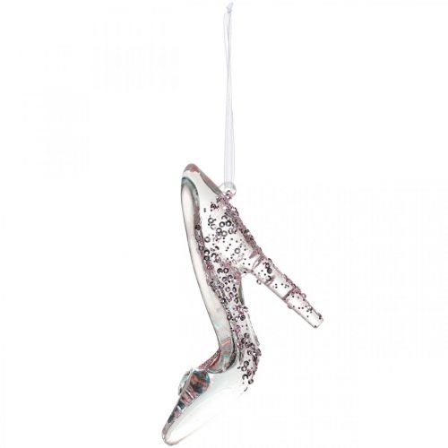 Floristik24 Glittering decorative shoe, tree decoration, fairytale shoe, pink plastic H10cm