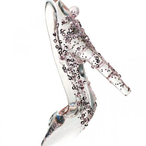 Floristik24 Glittering decorative shoe, tree decoration, fairytale shoe, pink plastic H10cm
