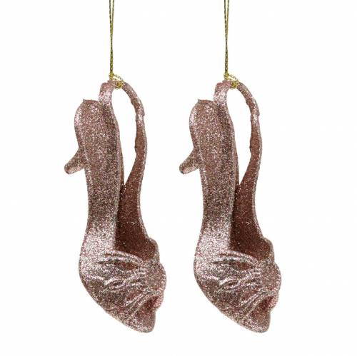 Floristik24 Christmas tree decorations pumps pink, glitter 12cm 12pcs