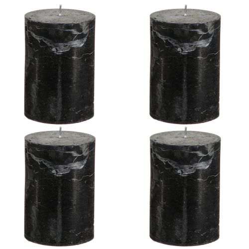 Product Black candles pillar candles dyed through 70x100mm 4 pcs