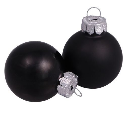 Product Black Christmas balls glass mini matt gloss Ø3cm 22 pcs