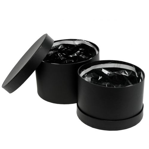 Floristik24 Flower box rose box black round Ø18cm - Ø20cm 2pcs