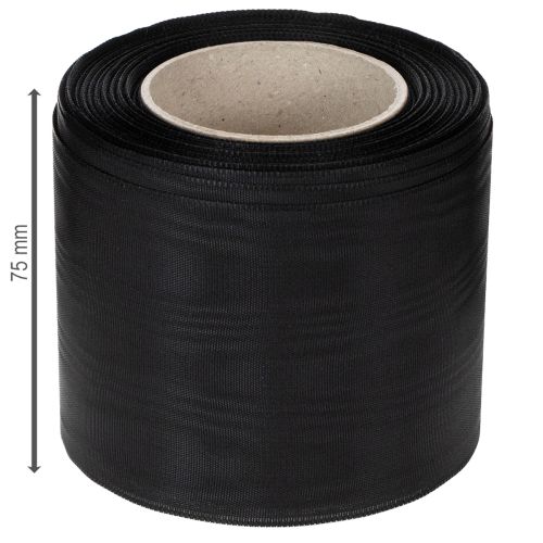 Black wreath ribbon 75mm 25m - acetate mourning ribbon for ribbon printing &amp; decoration | Floristik24.co.uk