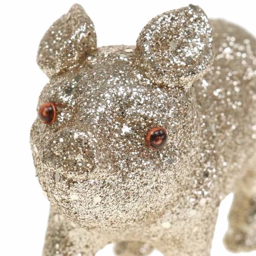 Product Decorative pig glitter champagne 10cm 8pcs