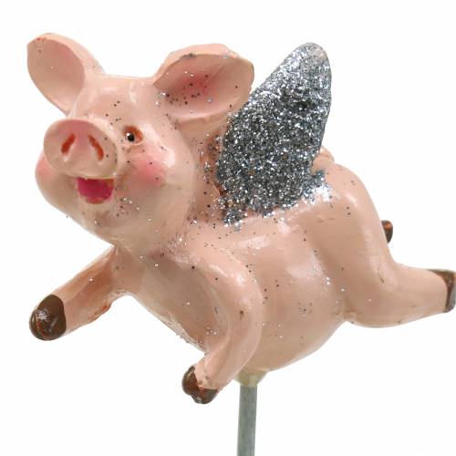 Floristik24 Deco pig lucky charm on a stick 6pcs