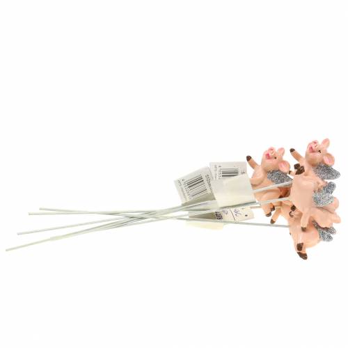 Floristik24 Deco pig lucky charm on a stick 6pcs