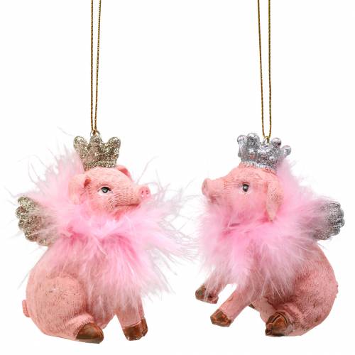 Floristik24 Christmas tree decorations pig with crown 7.5cm