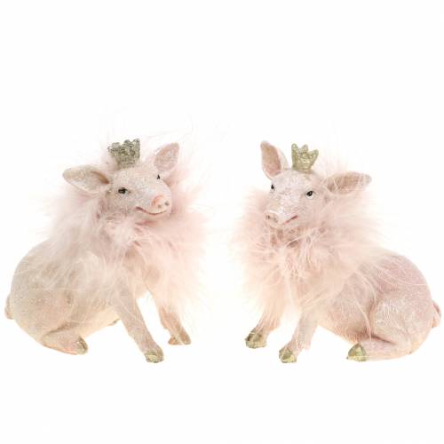 Floristik24 Decoration Figurine Pig Lucky Charm 9cm 2pcs