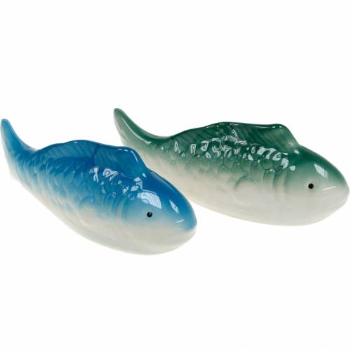 Floristik24 Swimming fish blue/green ceramic 16cm 2pcs
