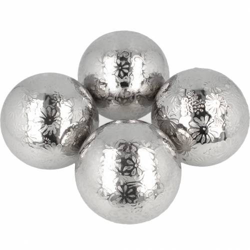 Floristik24 Floating ball flowers silver metal Ø8cm assorted 4pcs